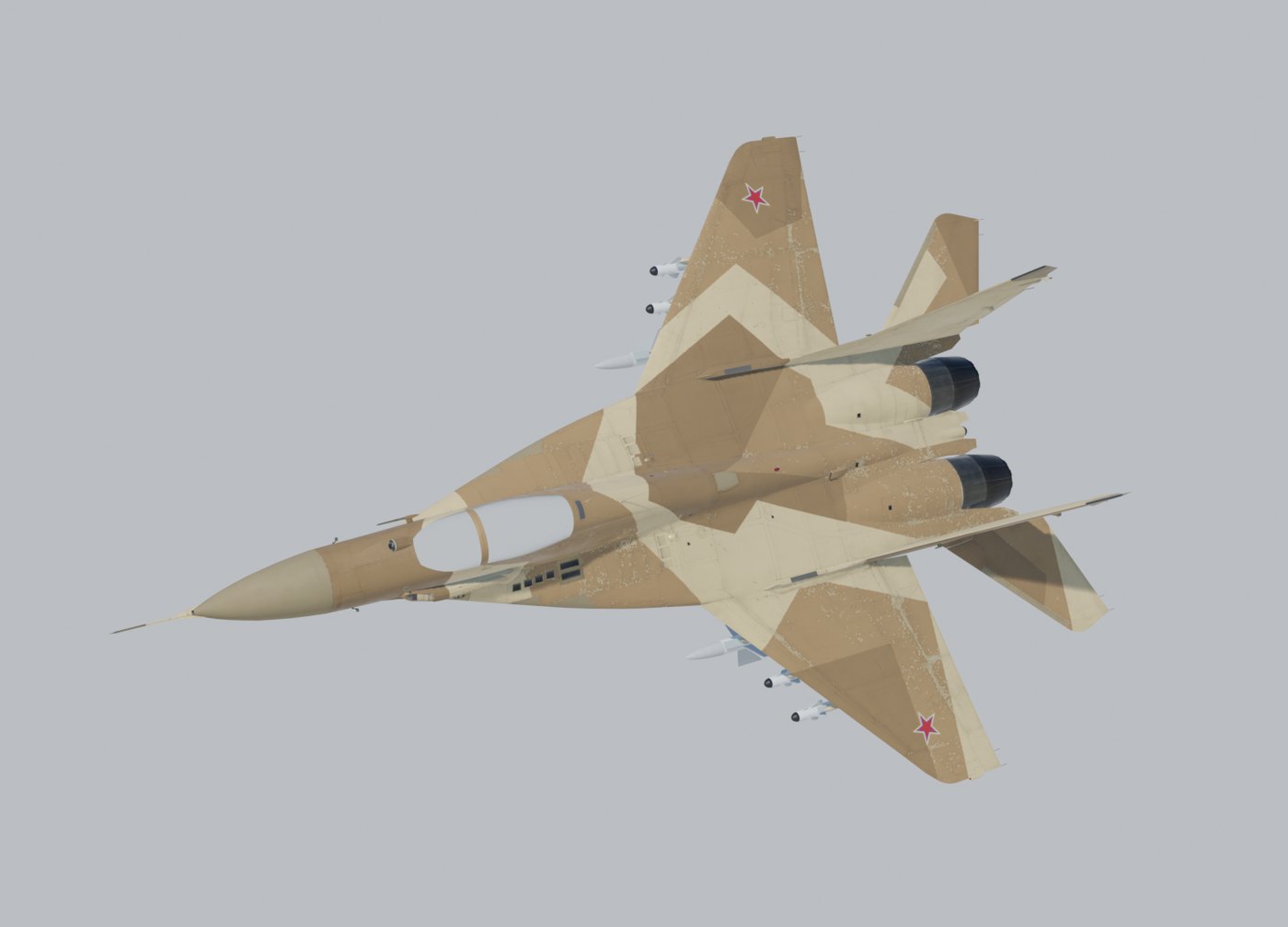Desert-tan MiG-29 banking